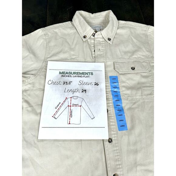 New Lucky Brand Shacket Shirt Jacket Large Oatmeal Button Up Long Sleeve NWT - Picture 6 of 15